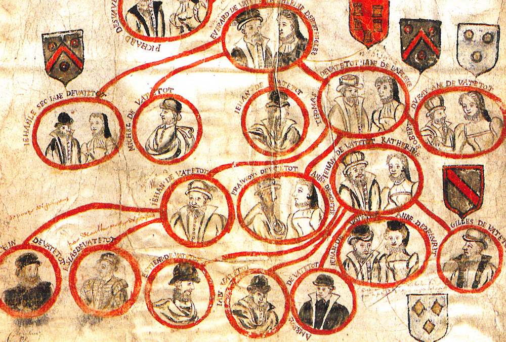 Arbre généalogique de la famille de Vatetot, XVIe siècle | Arch. dép. Orne, 1 E 2635